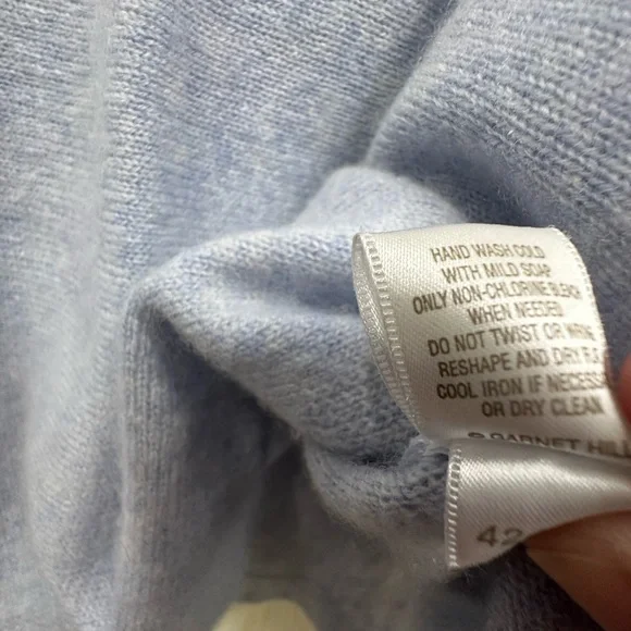 Garnet Hill Essential Cashmere Cropped Sweater Clearwater Heather Large - Picture 8 of 13